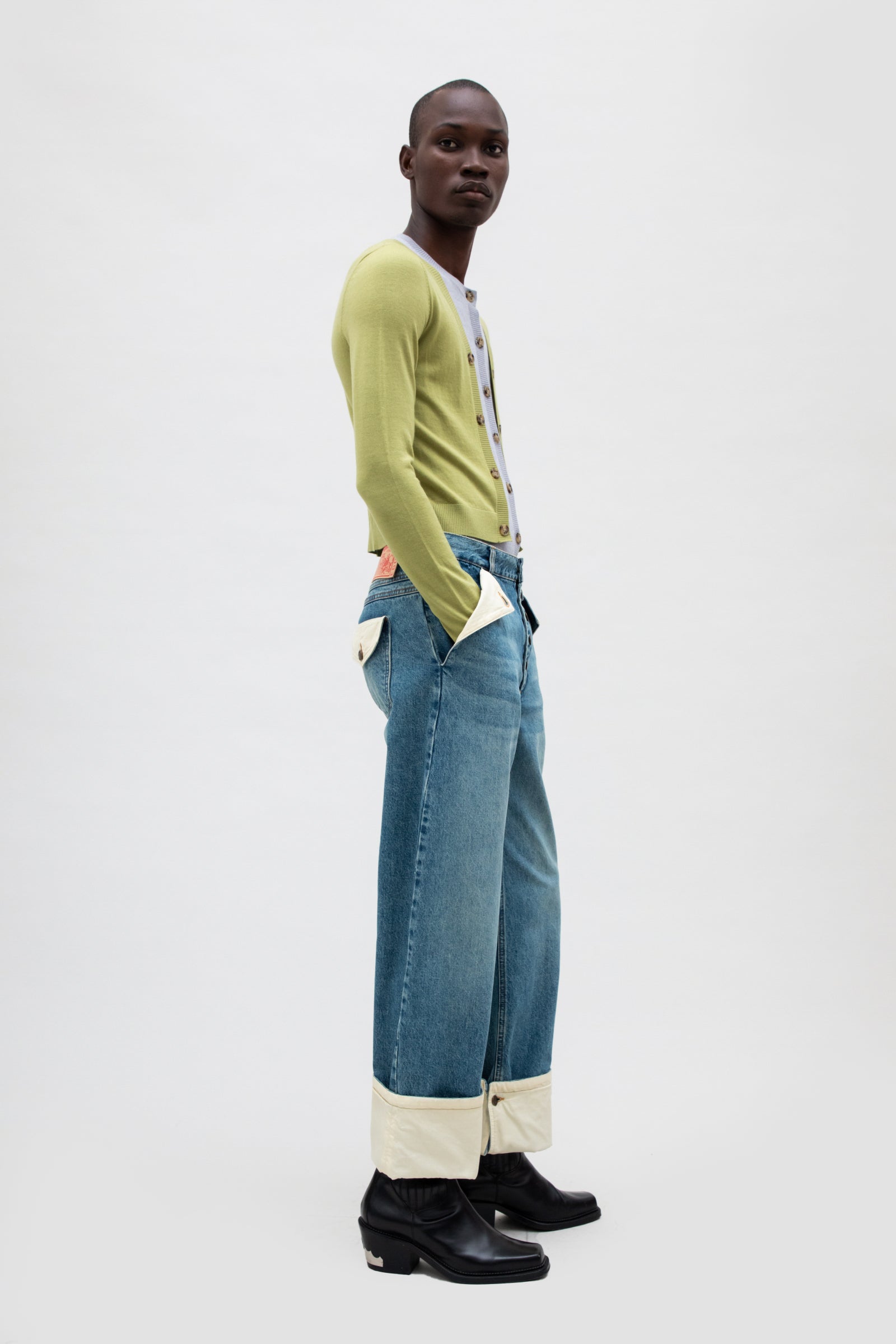 egon lab 22ss raw denim CONTRASTED HEM DENIM – EGONLAB