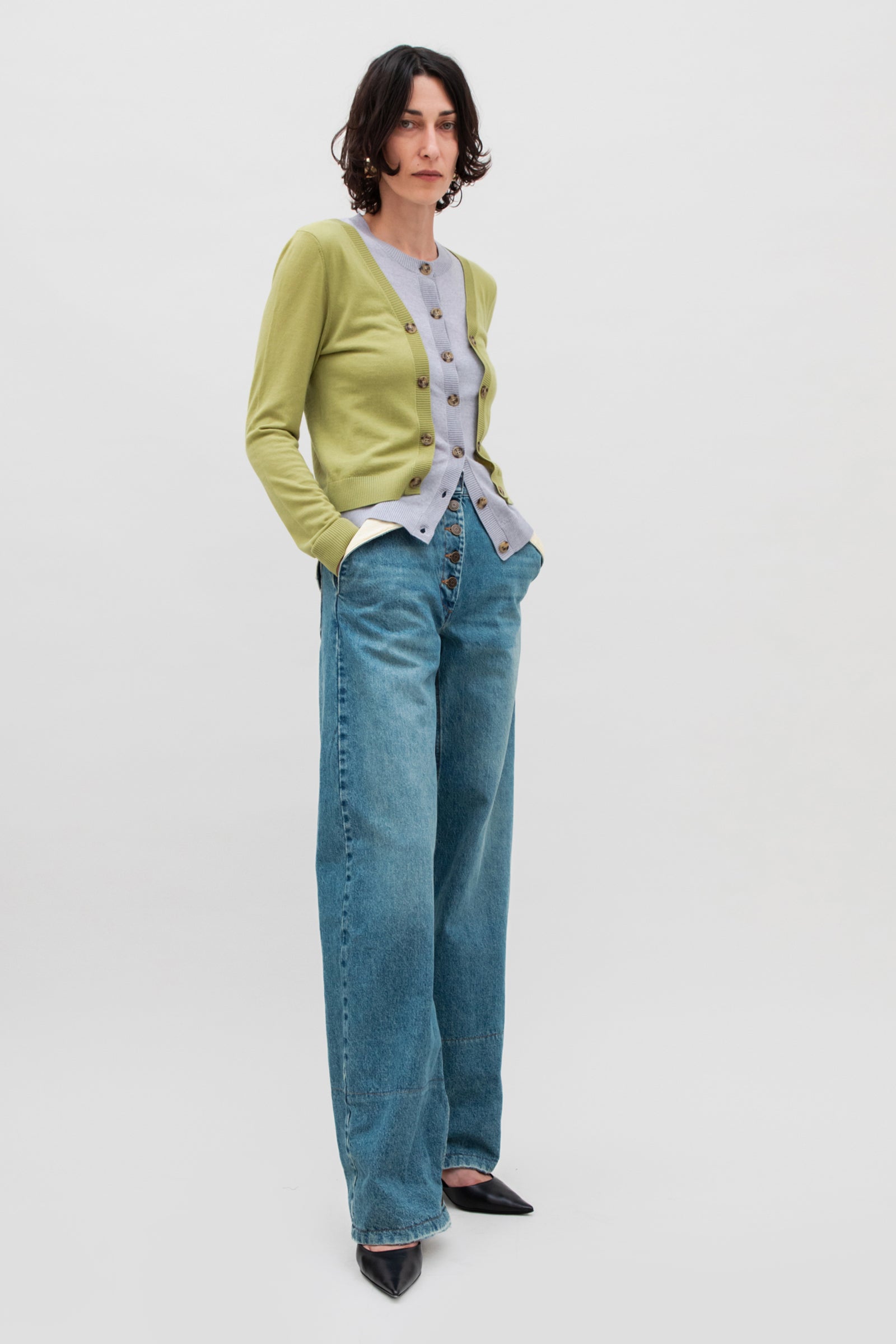 CONTRASTED HEM DENIM