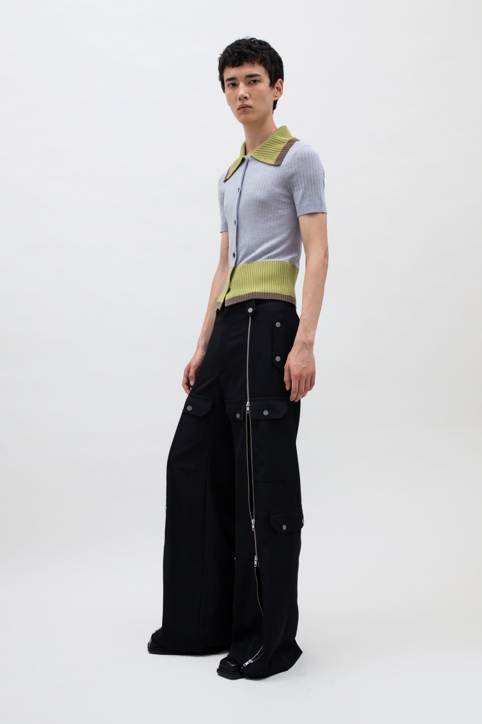 パンツ ATTACHMENT Black Multi-Zip Trousers MULTI-ZIP FRONT TROUSER – EGONLAB
