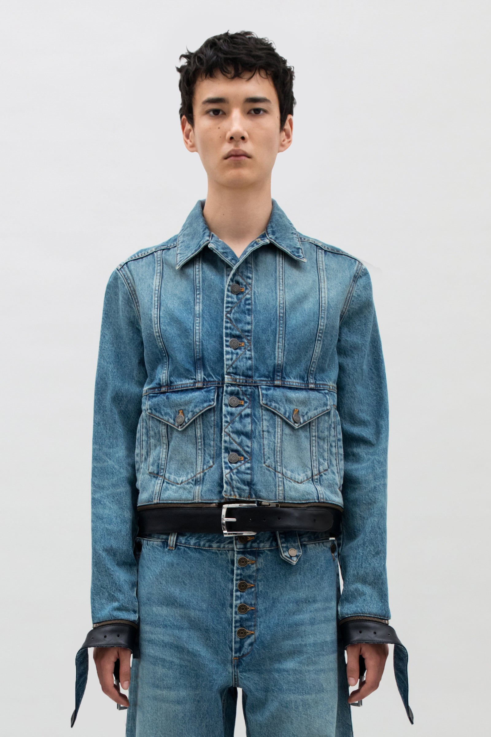 LEATHER STRAP DENIM JACKET – EGONLAB