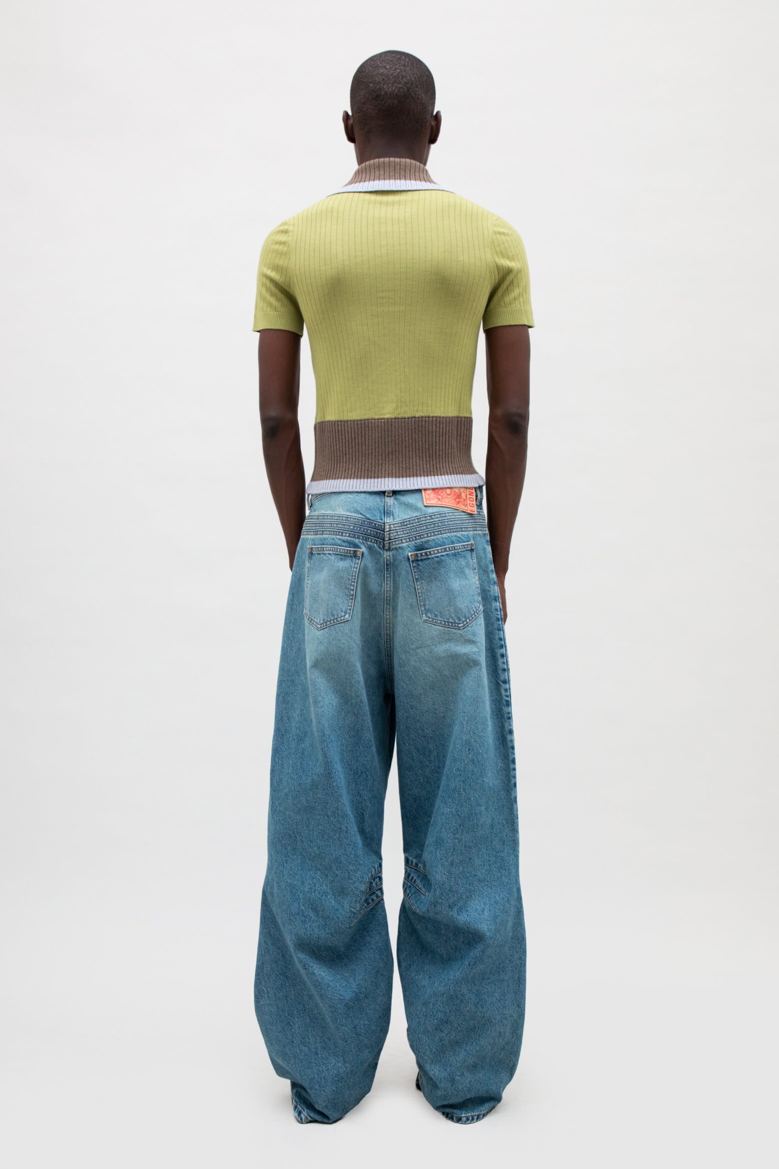 CONTRASTED RIBS KNIT POLO