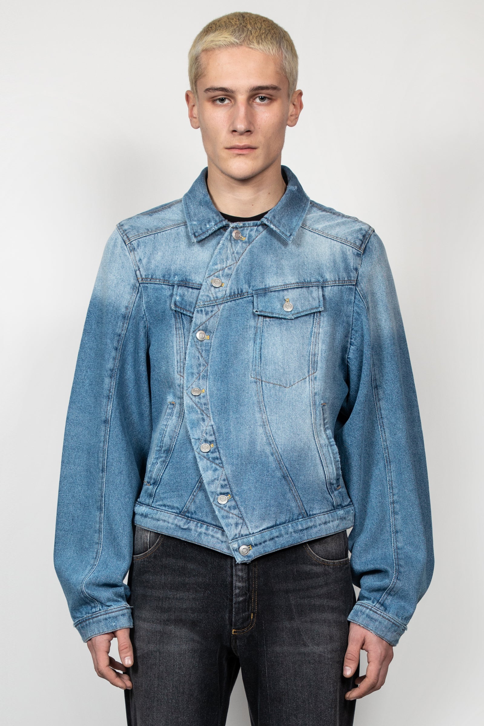 BLUE STONEWASH WRAPPED DENIM JACKET