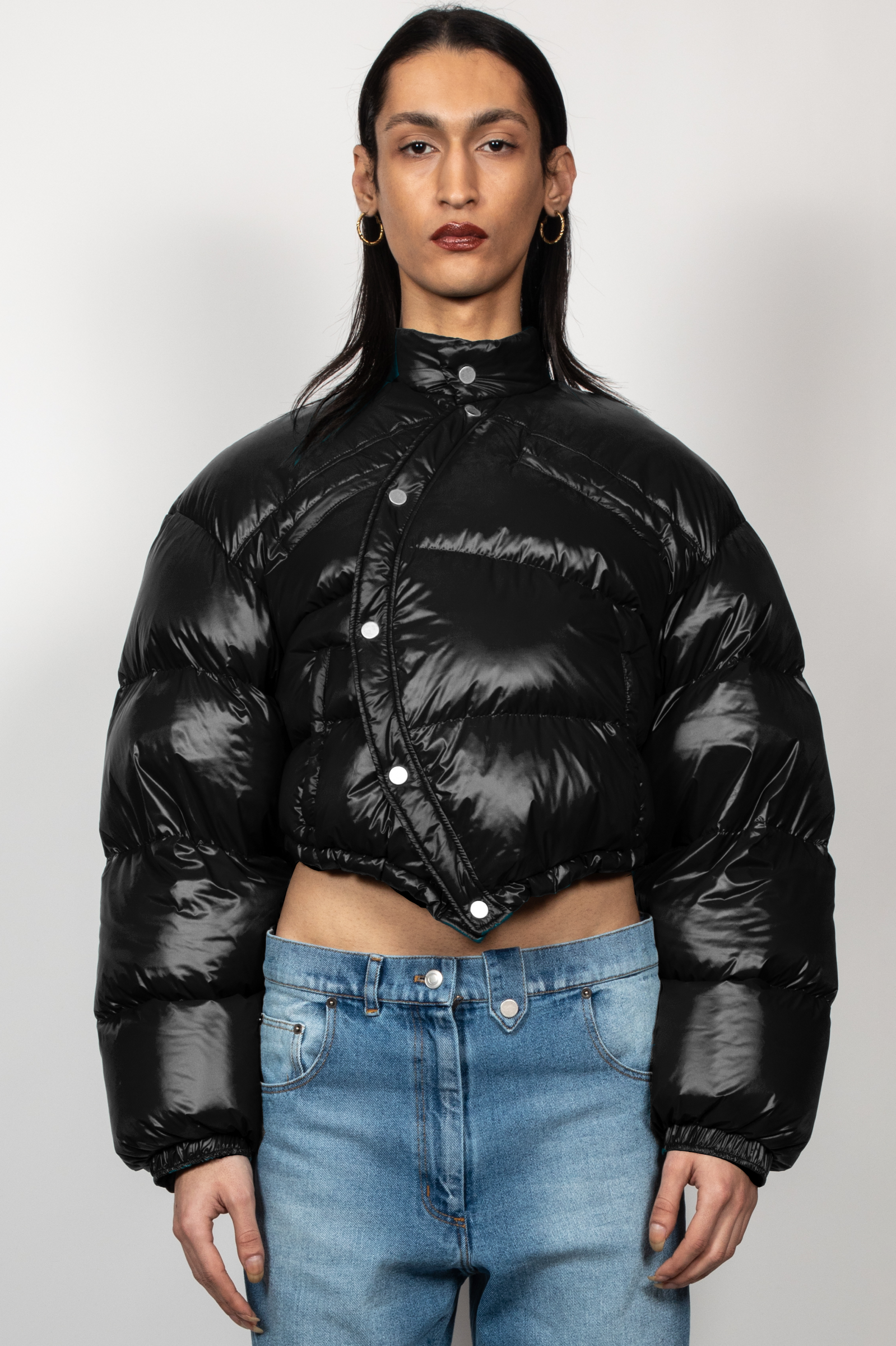 BLACK WRAPPED PUFFER JACKET