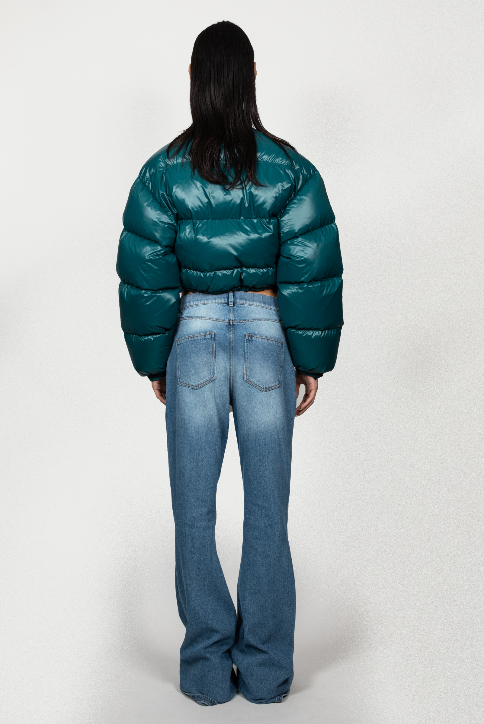 DARK GREEN WRAPPED PUFFER JACKET